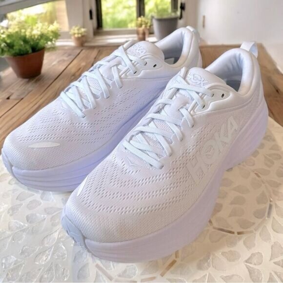 HOKA Bondi 8 Supportive Running Shoes White Womens Size 9.5 Max Cushion Comfort - Picture 6 of 12